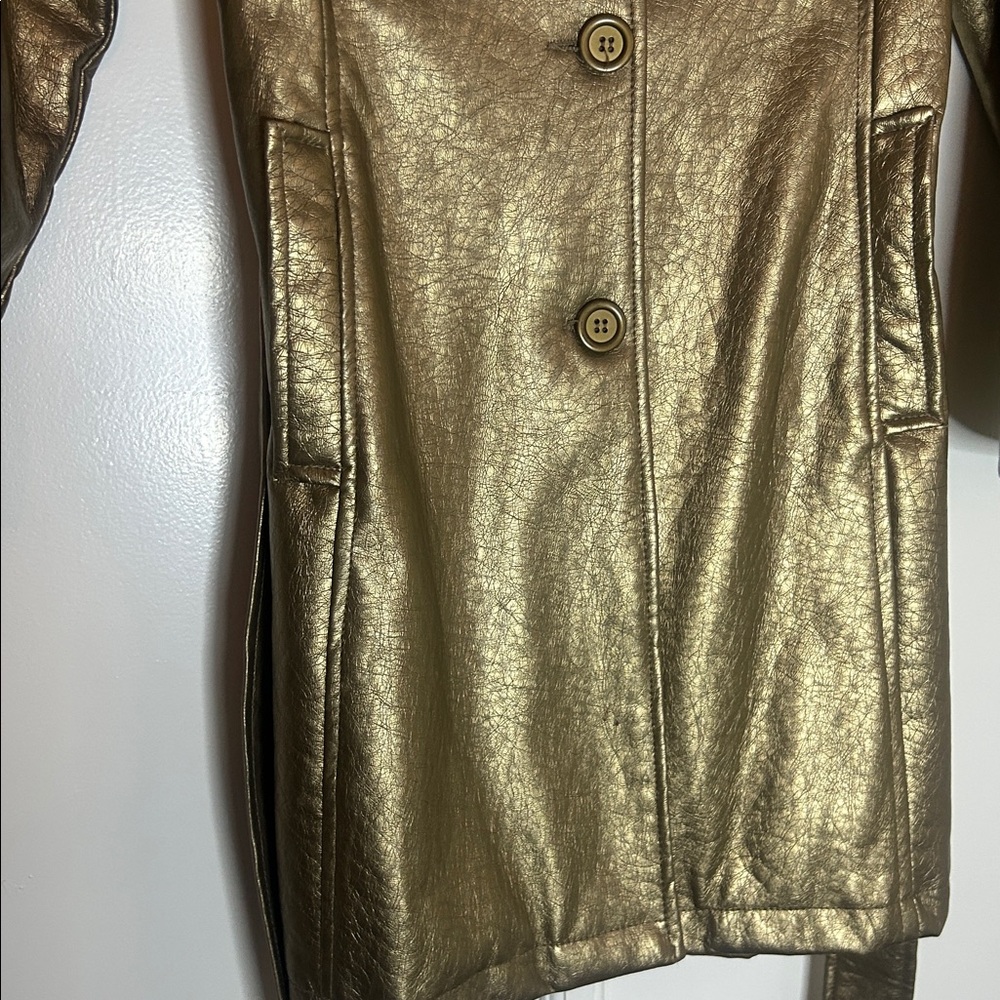 Vintage Metallic Gold Belted Blazer Jacket - Picture 5 of 7